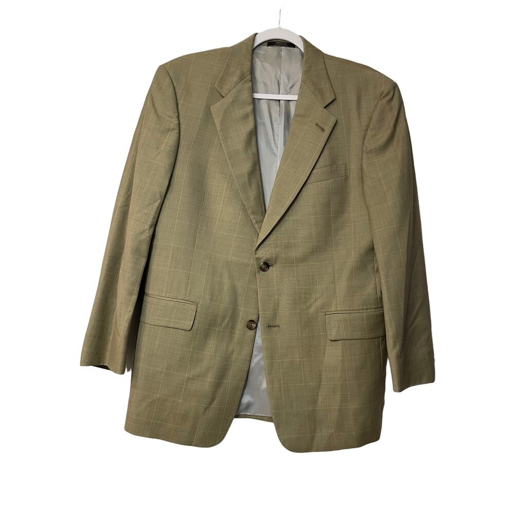 Hart Schaffner Marx Gold Trumpeter Tan Windowpane Sport Coat Brown Pockets